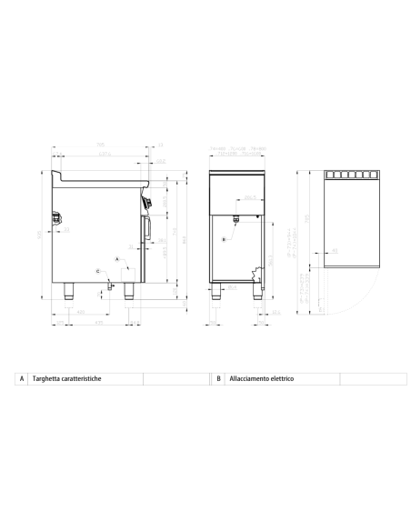Fry top eléctrico cromado liso - cm 120 x 70,5 x 90 h Fry top eléctrico cromado liso - cm 120 x 70,5 x 90 h