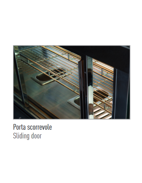 Vitrina caliente para pastelería 3 estantes y puertas de vidrio - Cm 120 x 53 x 73 h