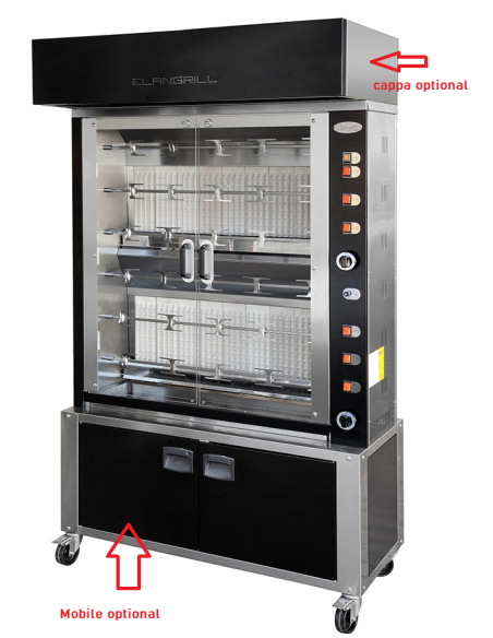 Asador vertical de gas - N. 36 pollos - 6 varillas cm 96 - cm 117,5 x 50 x 138,6 (altura)