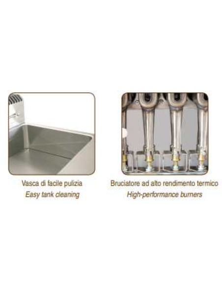 Gas pastry fryer 21 liters - With burner inside - Cm 70 x 65 x 29 h
