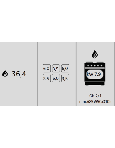 Cocina de gas de 6 fuegos con Horno gas -...