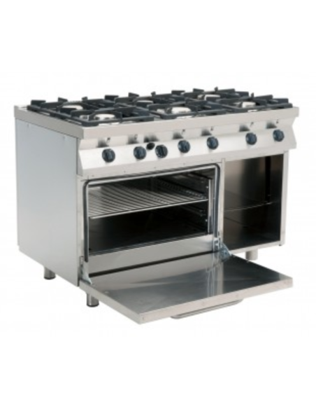 Kitchen gas 6 burners with gas oven - Burner power 3 kW 3.5 + 3 kW 6 - Cm 120 x 70 x 85 h