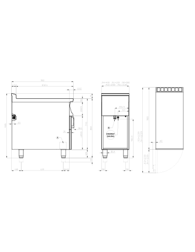 Cucina vetroceramica con 2 zone di cottura - Touch - cm 40 x 90 x 90 h