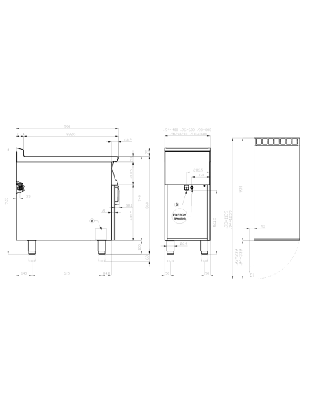 Cocina vitrocerámica con 4 zonas de cocción - Touch - cm 80 x 90 x 90 h