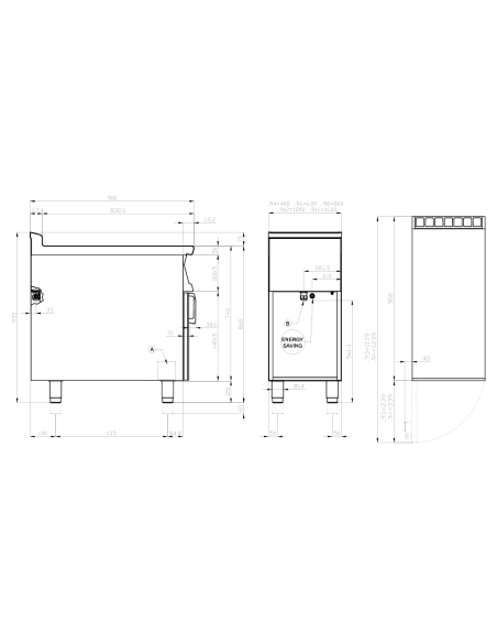 Solid top cooker electric with 4 cooking zones - Touch - cm 80 x 90 x 90 h