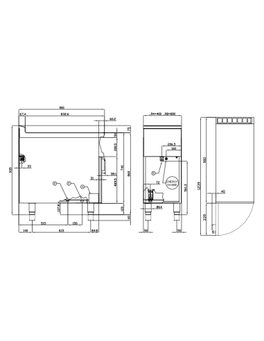 Bain-marie electric with GN 2/1 tank - Cm 80 x 90 x 90 h
