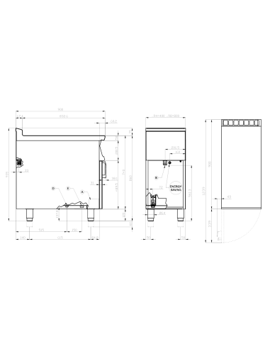 Baño maría eléctrico con tanque GN 1/1 - cm 40 x 90 x 90 h