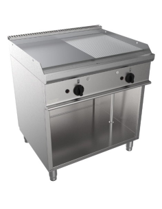 Fry top a gas - Piastra 1/2liscia 1/2 rigata - cm 70 x 70...