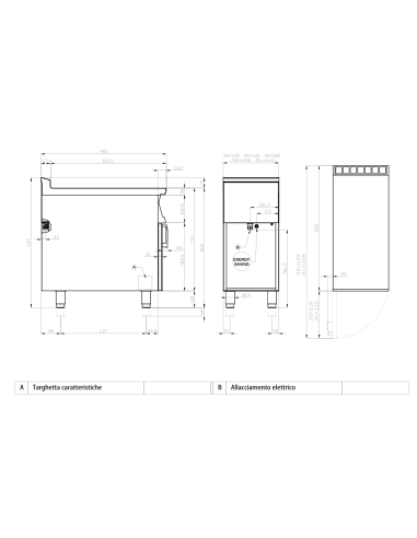 Induction cooker with 2 cooking zones - Touch - Cm 40 x 90 x 90 h
