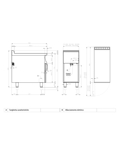 Induction cooker with 2 cooking zones - Touch - Cm 40 x 90 x 90 h