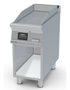 Professional Electric Chrome-Plated Ribbed Fry Top - Touch - 40 x 90 x 90 cm h