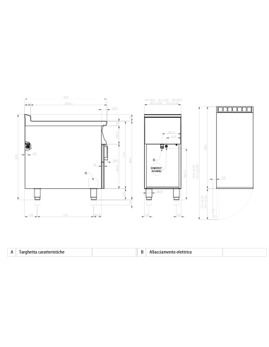 Fry top elettrico 1/2 liscio 1/2 rigato cromato - Touch - Cm 80 x 90 x 90 h
