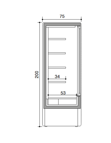 Murale refrigerato - Ventilato - Porte battenti - cm 200 x 75 x 200 h