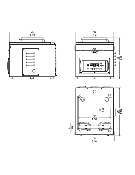 Envasadora al vacío con barra de sellado de 32 cm - Pump Busch 16 m3/h - cm 38,4 x 46,5 x 40,3 h