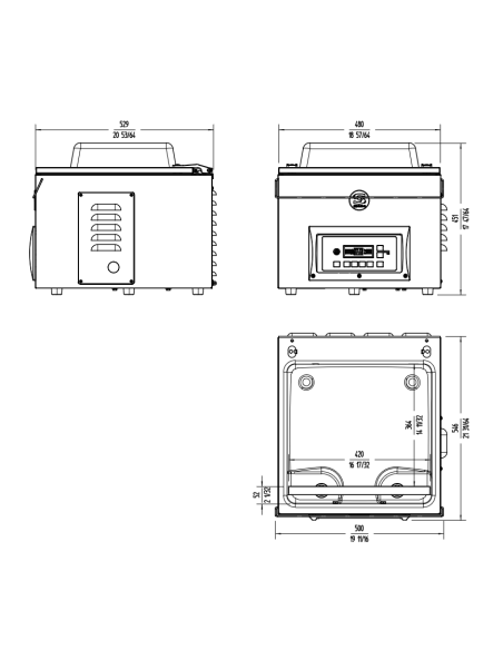 Envasadora al vacío con barra de sellado de 42 cm - Pump Busch 16 m3/h - cm 48,4 x 52,9 x 44,8 h