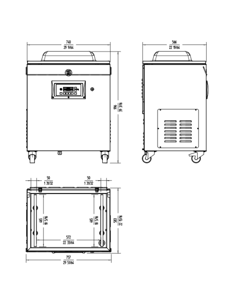 Confezionatrice sottovuoto con doppia barra saldante cm 46,5 + 46,5 - Pompa Busch 40 m3/h - cm 74 x 56,6 x 99,7 h