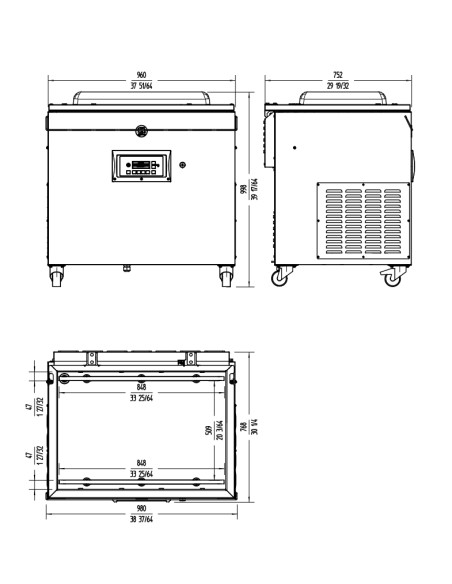 Vacuum packaging machine with double sealing bar cm 84.8 + 84.8 - Pump Busch 63 m3/h - cm 96 x 75,7 x 99,8 h