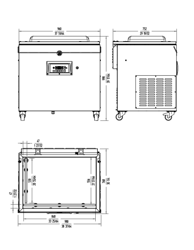 Vacuum packaging machine with double sealing...
