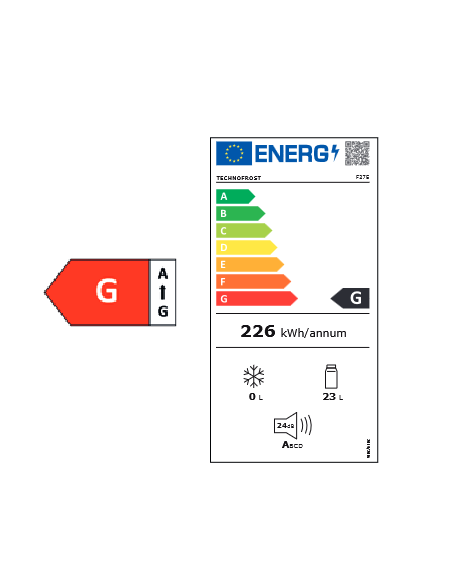 Minibar de absorción empotrable o independiente - Capacidad 27 litros - Cm 39 x 41.6 x 51.2 h