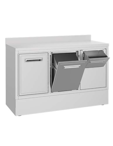 Coffee machine counter with beater drawer and waste hopper and door Coffee machine counter with beater drawer and waste hopper and door