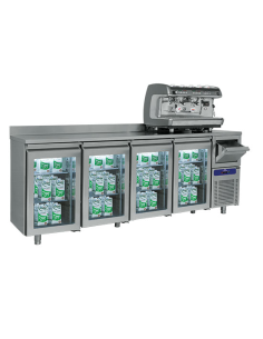 Refrigerated table with 4 glass doors and beater hopper and splashback 2