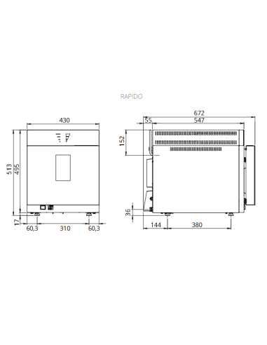 Combination Oven RAPID-O - 1 tray cm 36 x 36 -...