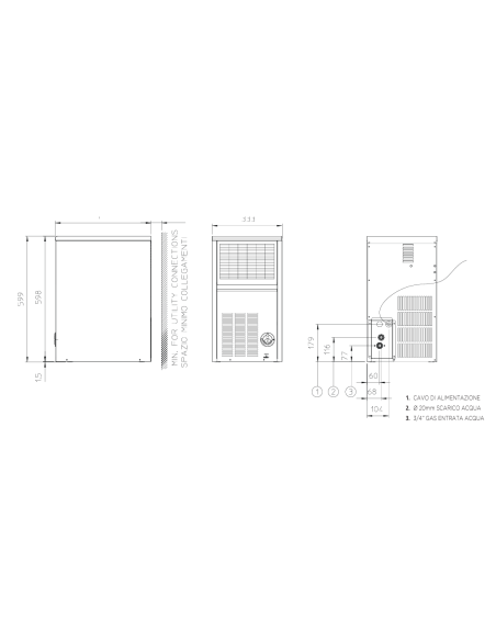 Fabbricatore ghiaccio cubetto pieno ad aria 20 kg / 24 h