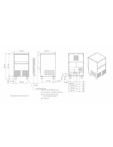 Fabbricatore ghiaccio granulare - Aria/Acqua 70 kg/24h
