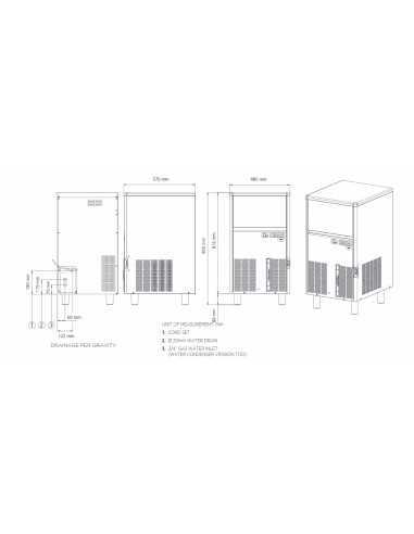 Fabbricatore ghiaccio cubetto cavo - Aria/Acqua kg 63/60