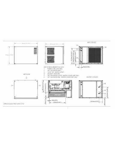 Fabbricatore ghiaccio cubetto pieno - Aria/Acqua 220 kg/24h