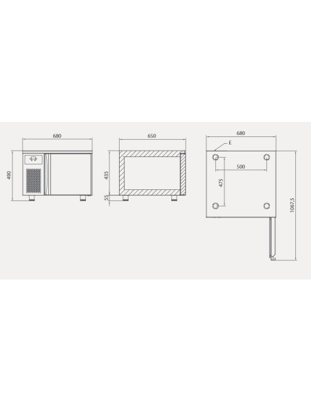 Abbattitore di temperatura 3 teglie GN 2/3 ( cm 35.4 x 32.5 ) - cm 68 x 65 x 49 h