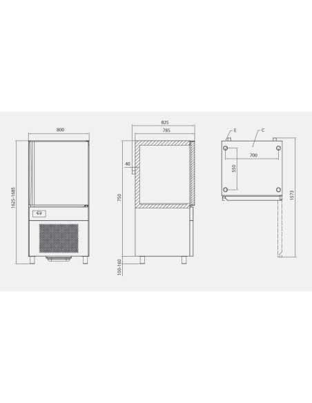 Abbattitore di temperatura 10 teglie GN 1/1 o cm 40 x 60 - cm 80 x 82.5 x 162.5 h