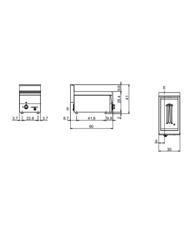 Bagnomaria elettrico con 1 vasca da 15 litri - cm 30 x 60 x 30 h