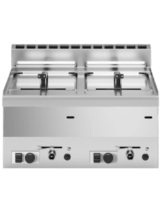 Friggitrice a gas con 2 vasche da 8+8 litri - cm 60 x 60 x 30 h