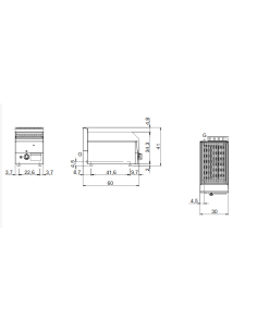 Griglia a pietra lavica con 1 zona di cottura in acciaio inox - cm 30 x 60 x 30 h 2