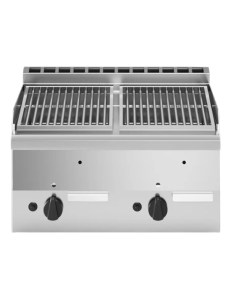 Lava stone grill with 2 steel cooking zones - cm 60 x 60 x 30 h