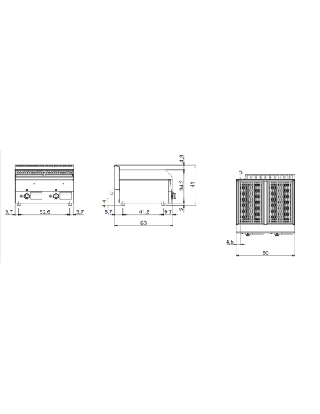 Lava stone grill with 2 steel cooking zones - cm 60 x 60 x 30 h Lava stone grill with 2 steel cooking zones - cm 60 x 60 x 30 h