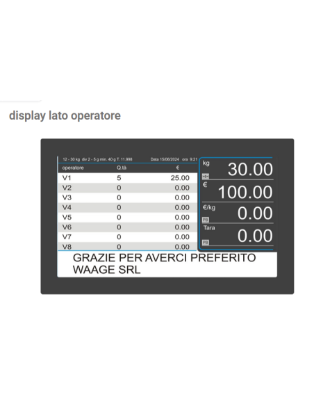 Balanza - Etiquetadora - Multirango 12-30 kg div. 2-5g - cm 39 x 37 x 19/61 h