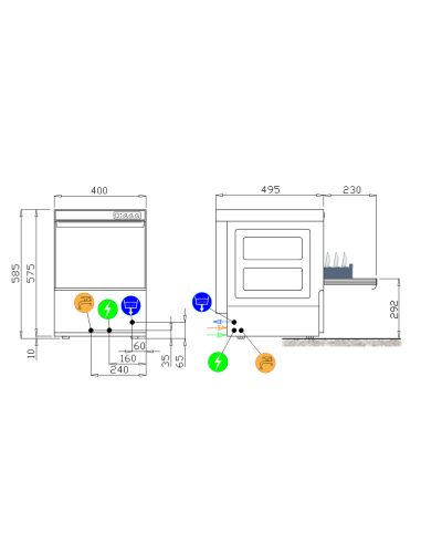 Glass washer with basket cm 35 x 35 - Max...