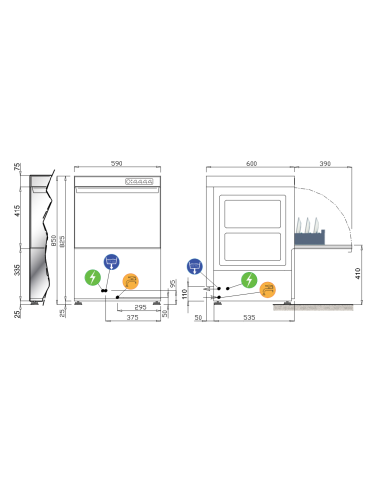 Basket washer cm 50 x 50 - Diameter plates cm...