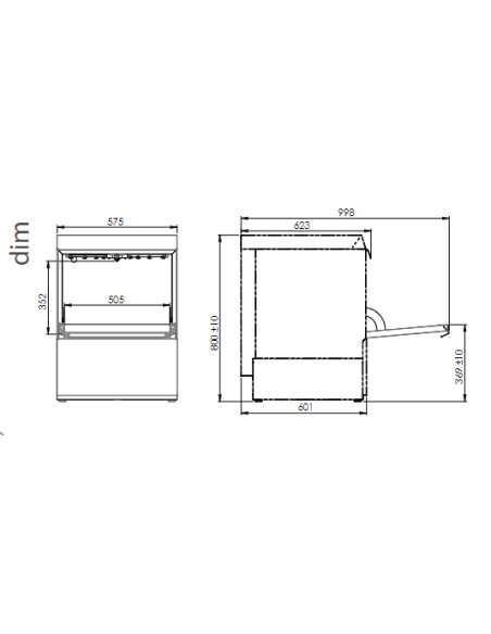 Lavastoviglie cesto cm 50 x 50 - Altezza max Piatti cm 35.5 - Cm 60 x 58 x 82.5 h