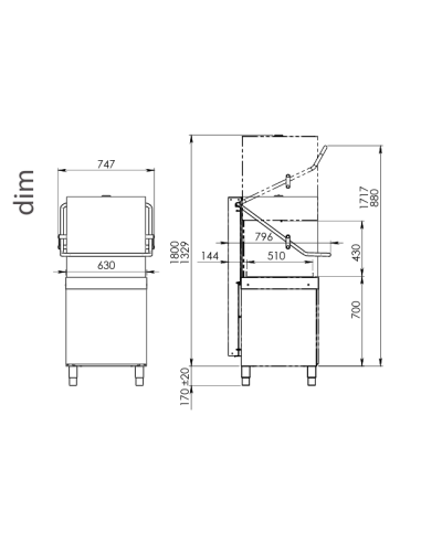 Cesta lavavajillas cm 50 x 50 - Altura máx....