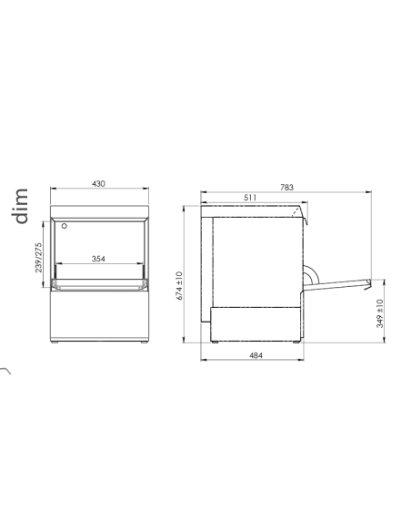 Glass washer basket cm 35 x 35 - Max height of glasses cm 27.6 - Cm 46.5 x 45 x 66 h
