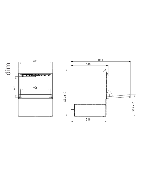 Glass washer basket cm 40 x 40 - Max height of glasses cm 27.6 - Cm 51.8 x 49.5 x 73.5 h