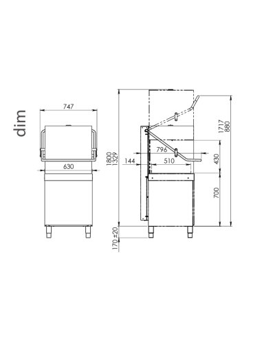 Lavastoviglie cesto cm 50 x 50 - Altezza max...