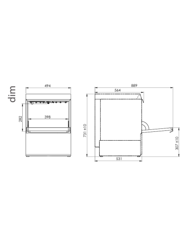 Lavastoviglie cesto cm 40 x 40 - Altezza max...