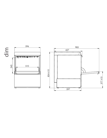 Lavastoviglie cesto cm 50 x 50 - Altezza max Piatti cm 35.5 - Cm  60 x 58 x 82.5 h