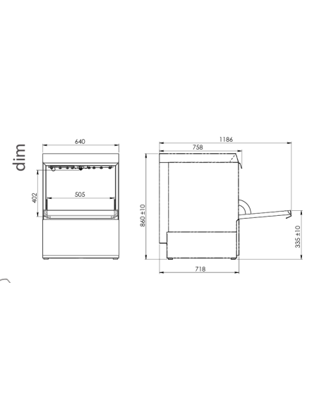 Lavastoviglie cesto cm 60 x 40 - Altezza max Piatti cm 40 - Cm  51.5 x 49.5 x 73.5 h