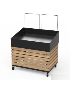 Expositor de frutas y verduras con cubeta inclinada y lamas revestidas de melamina - cm 120 x 80 x 76 h
