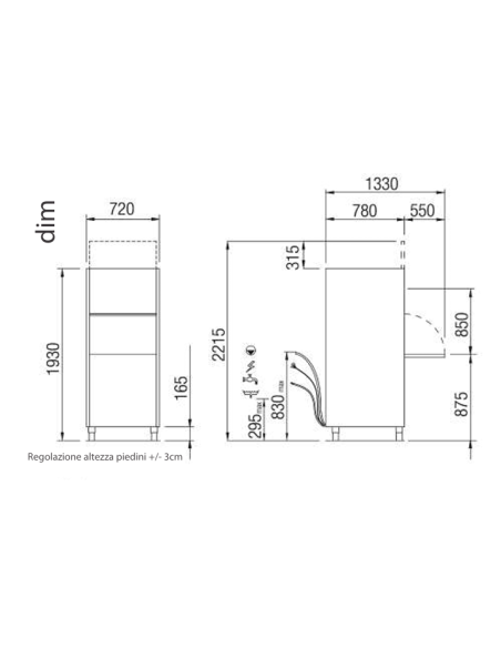 Canopy tool washer - Basket from cm 56 x 63 - Cm 72 x 78 x 193 h